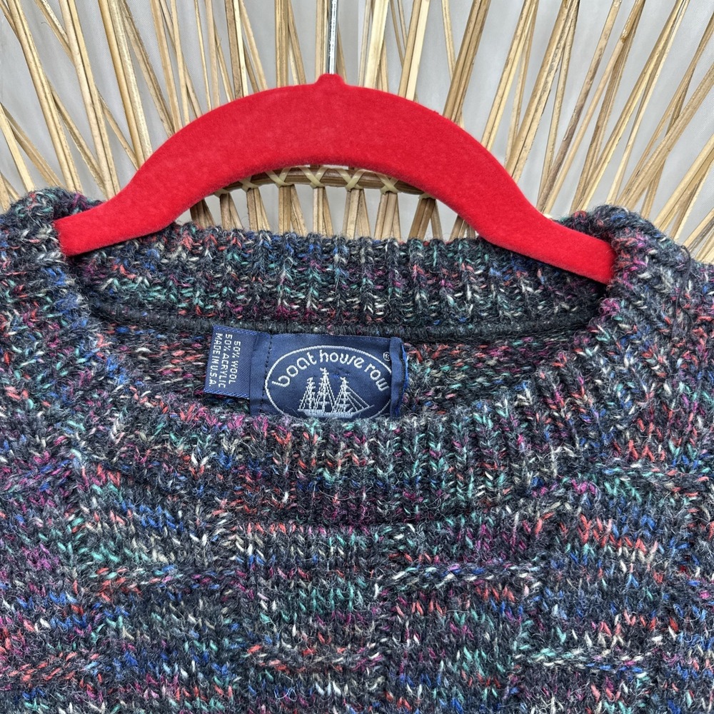 Vintage Men's Grandpa Sweater Boathouse Row‎ 50% Wool Made Usa Large